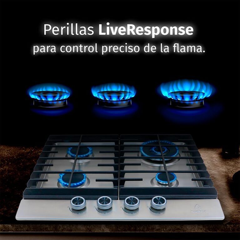 Parrilla de gas IMPERIA empotrable con 4 quemadores de acero inoxidable