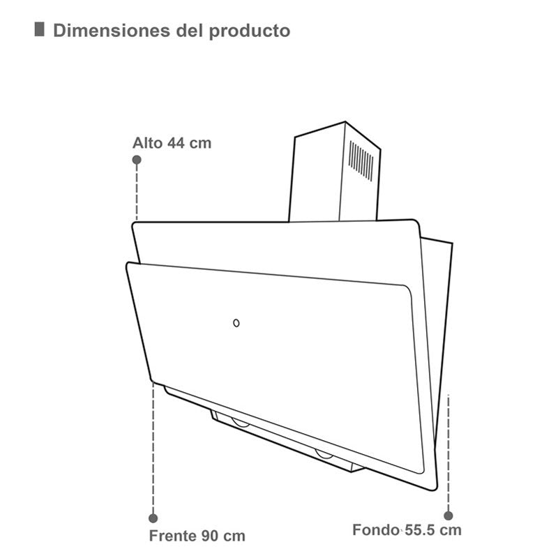 Campana de pared SUPRA MURANO de tipo pantalla con cristal templado