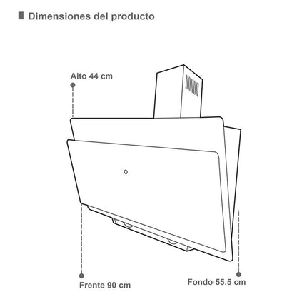 Campana de pared SUPRA MURANO de tipo pantalla con cristal templado