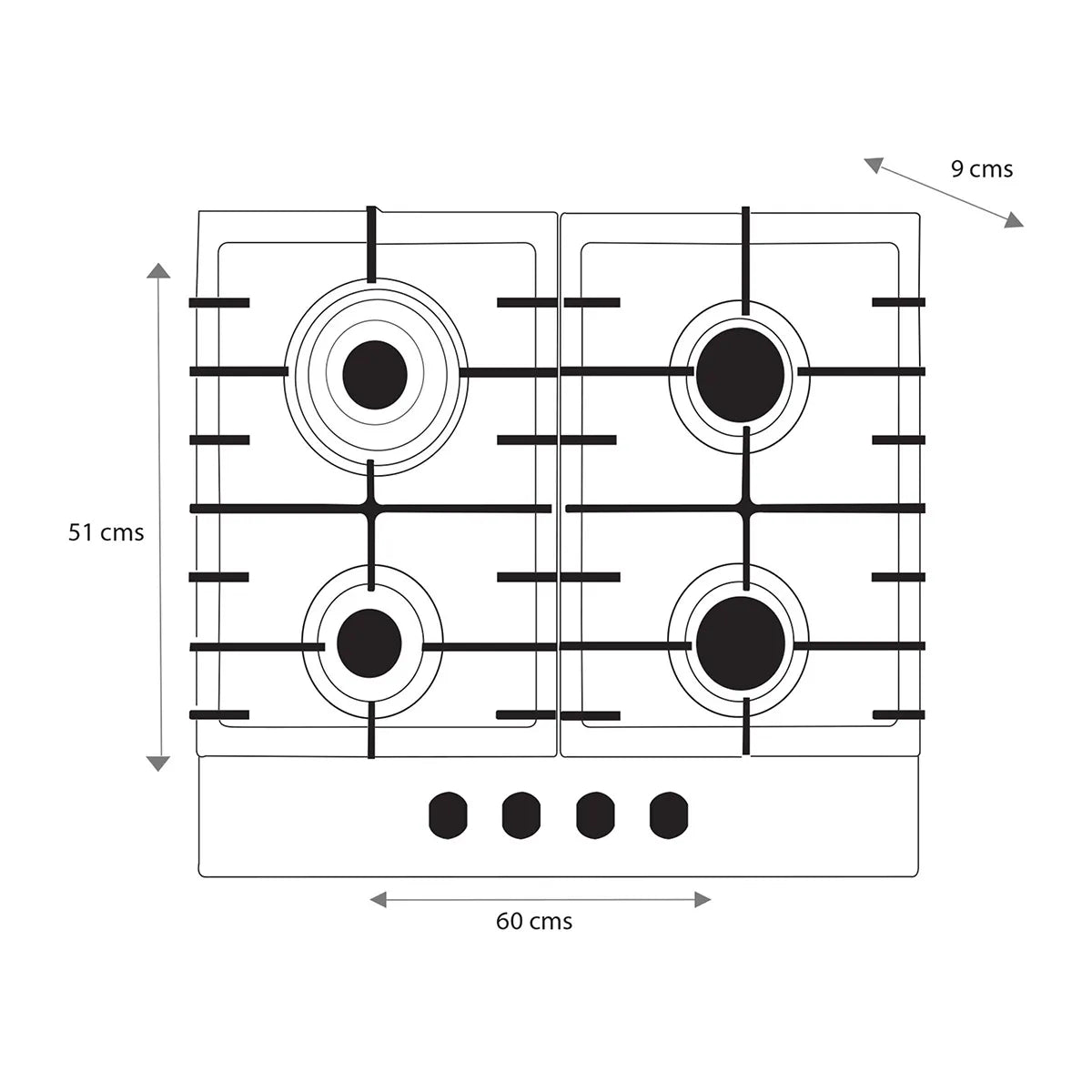 Parrilla a Gas MABE CMG6018V1 60cm Vidrio Negro - Cubimas