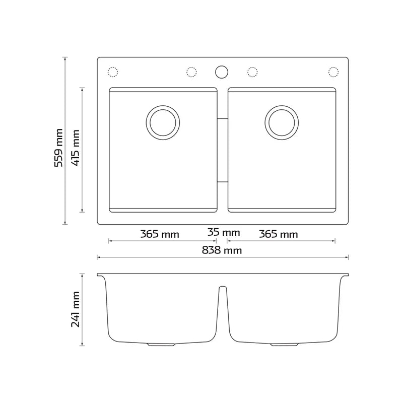 Tarja de submontar KELE KQD3322A-WH doble tina Cuarzo - Cubimas