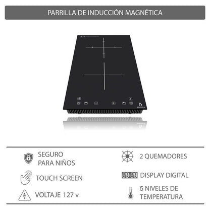 Parrilla de inducción empotrable SUPRA DUE V de 2 quemadores