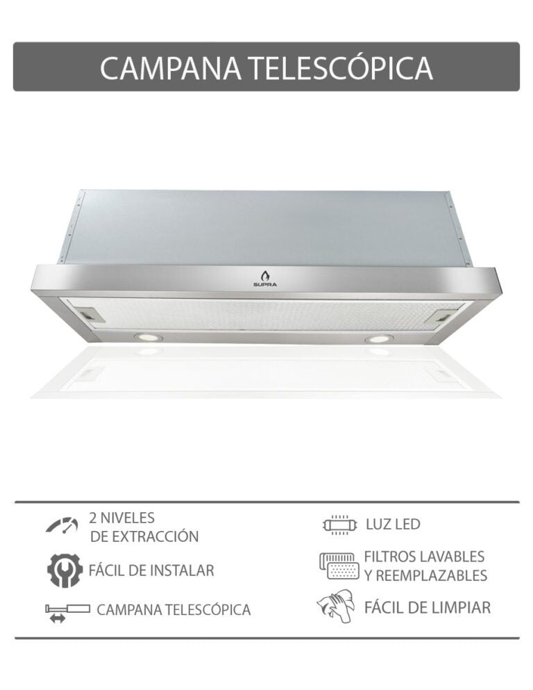Campana extractora tipo telescópica ALLEGRA 90 - Cubimas