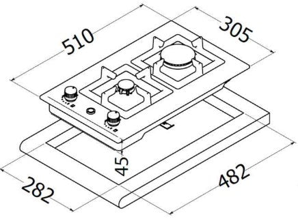 Parrilla a gas TEKA EFX 30.1 2G AI Al CI de 30cm - Cubimas