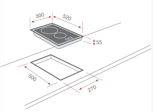 Parrilla Vitrocerámica de Inducción de 2 zonas con Touchcontrol EFX 32300 IH