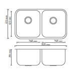 Tarja de submontar KELE KUD3318-2/10 doble Inox - Cubimas
