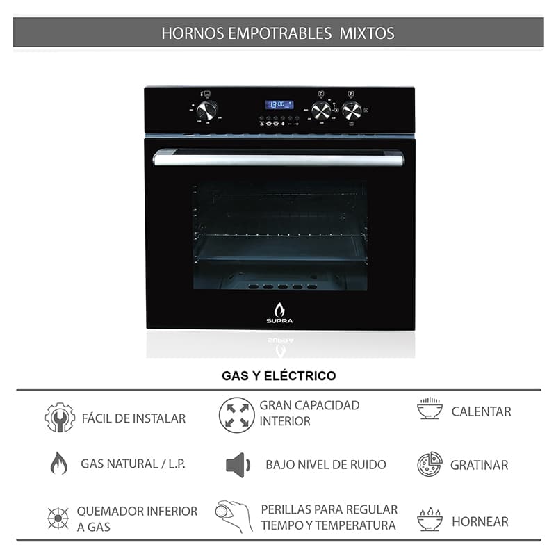 Horno de gas SUPRA BLACK VORTEX NEGRO