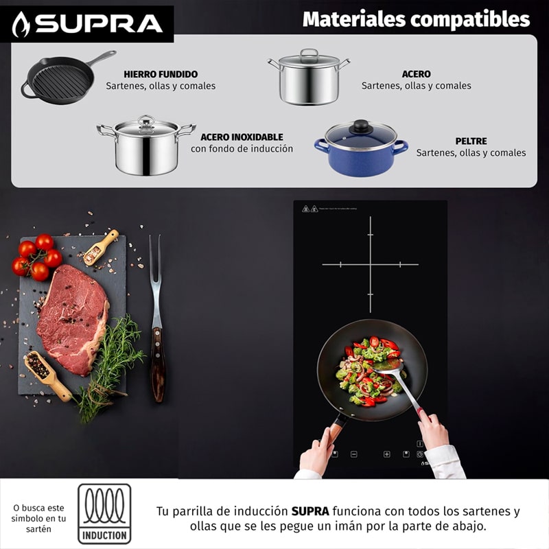 Parrilla de inducción SUPRA DUE-V de 30 cm