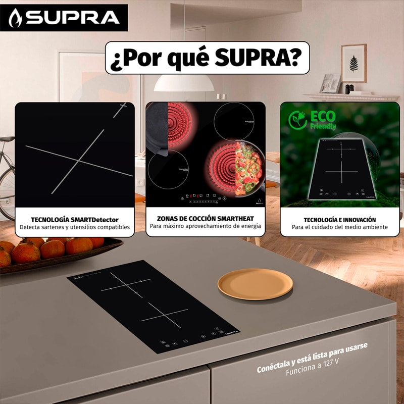 Parrilla de inducción SUPRA DUE-V de 30 cm