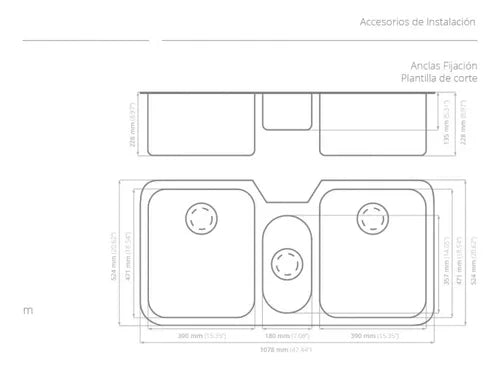 Tarja de submontar ECLIPSE SESD598 Inox - Cubimas