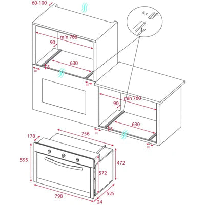 Horno a Gas TEKA HLF 824 G con Grill Eléctrico Multifunción con Convección - Cubimas