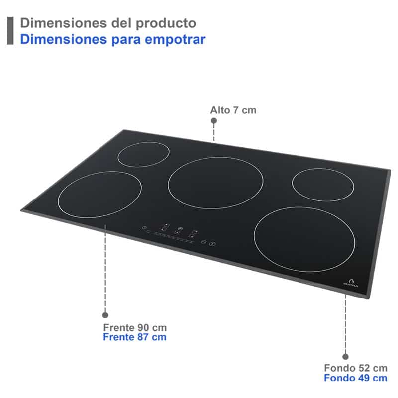 Parrilla de inducción empotrable SUPRA 5Q IN de 5 quemadores