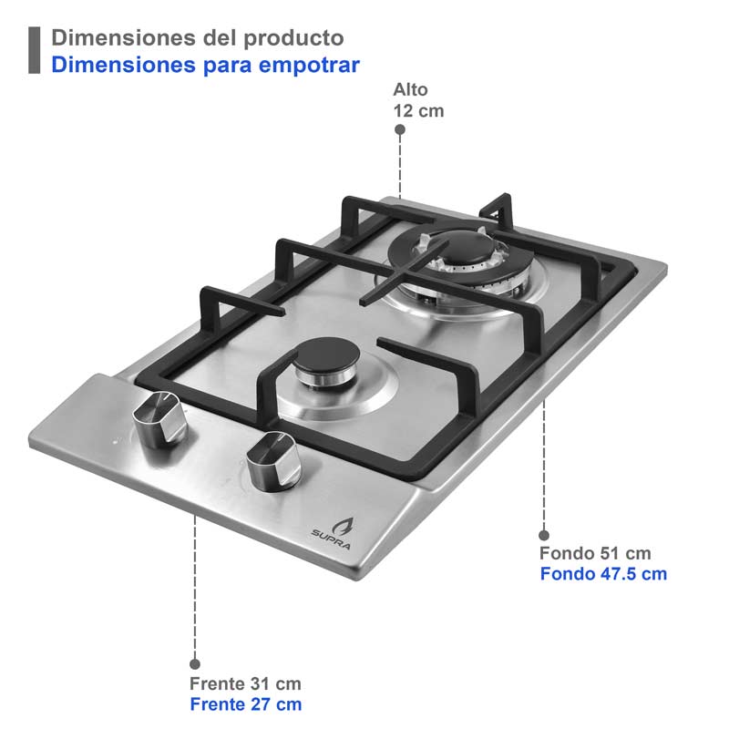 Parrilla de gas SUPRA DOMINO STEEL
