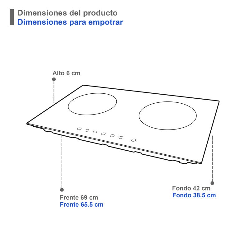 Parrilla de inducción empotrable SUPRA DUE E de 2 quemadores