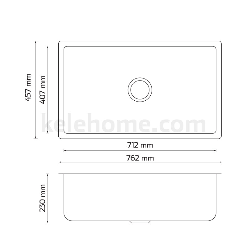 Tarja de submontar KELE KUS3018-N Inox - Cubimas