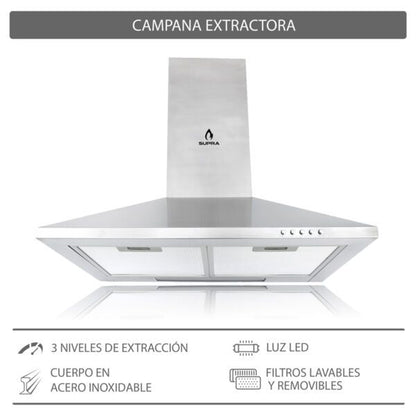 Campana de pared SUPRA CM 60 de 60 cm Inox