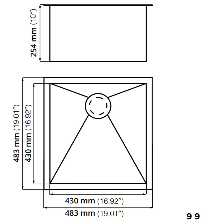 Tarja de submontar ECLIPSE VSR1919 Inox - Cubimas