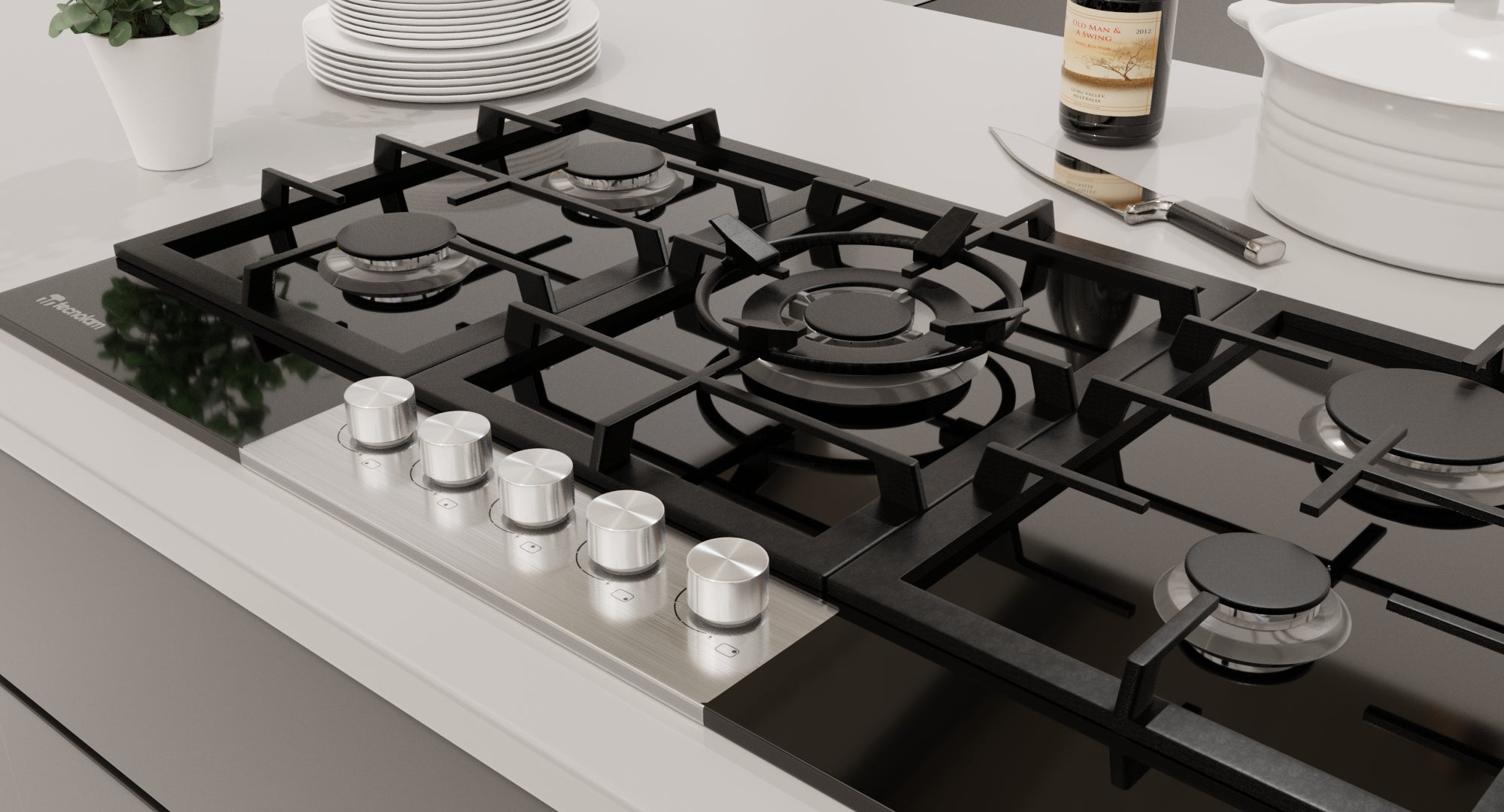 Parrilla a gas TECNOLAM Vetro 915 NE de 90 Cm - Cubimas