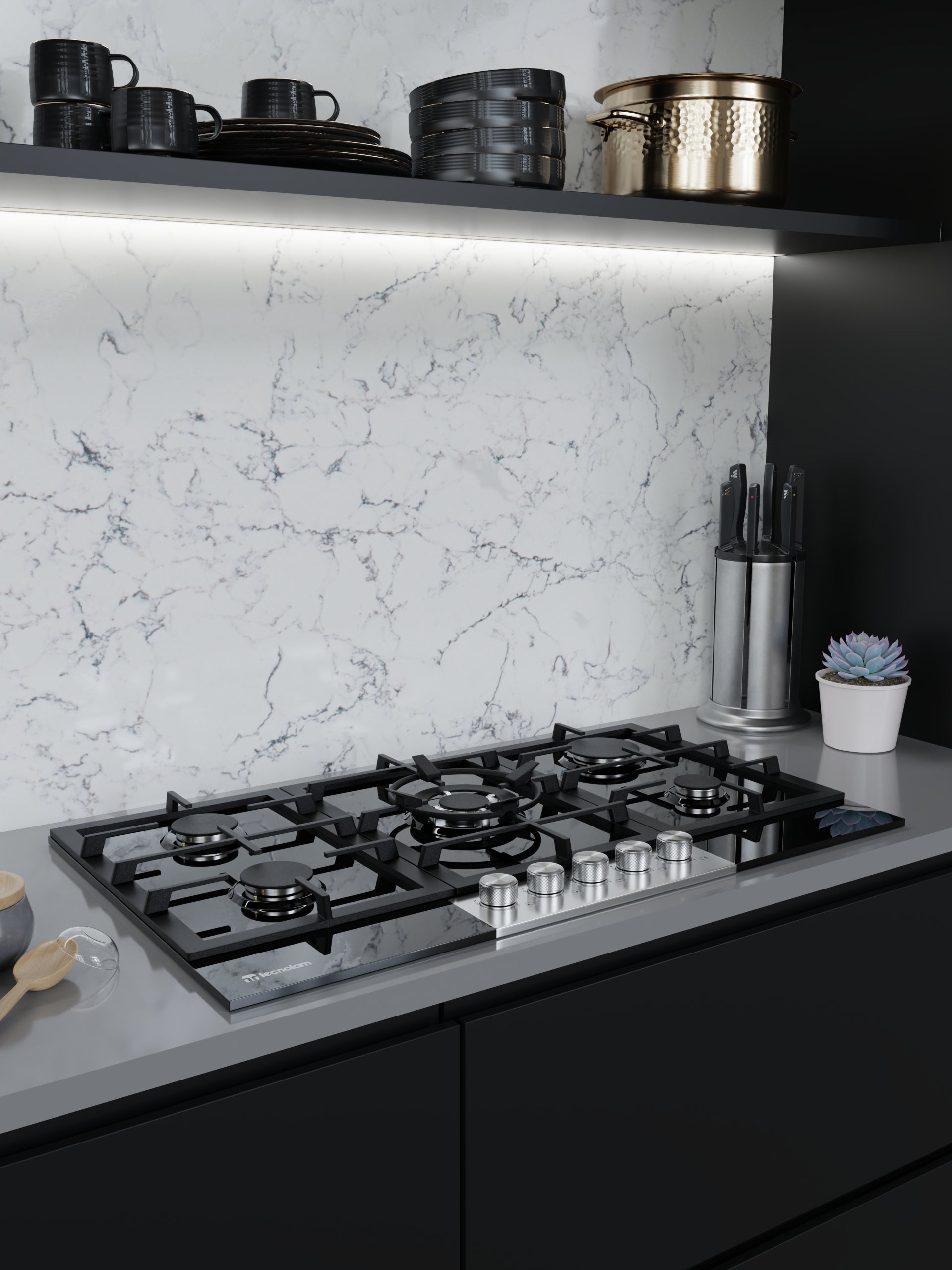 Parrilla a gas TECNOLAM Vetro 915 NE de 90 Cm - Cubimas