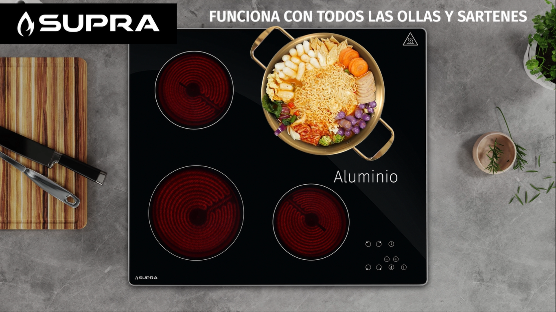 Parrilla de vitrocerámica SUPRA VITRO4 de cristal templado - Cubimas