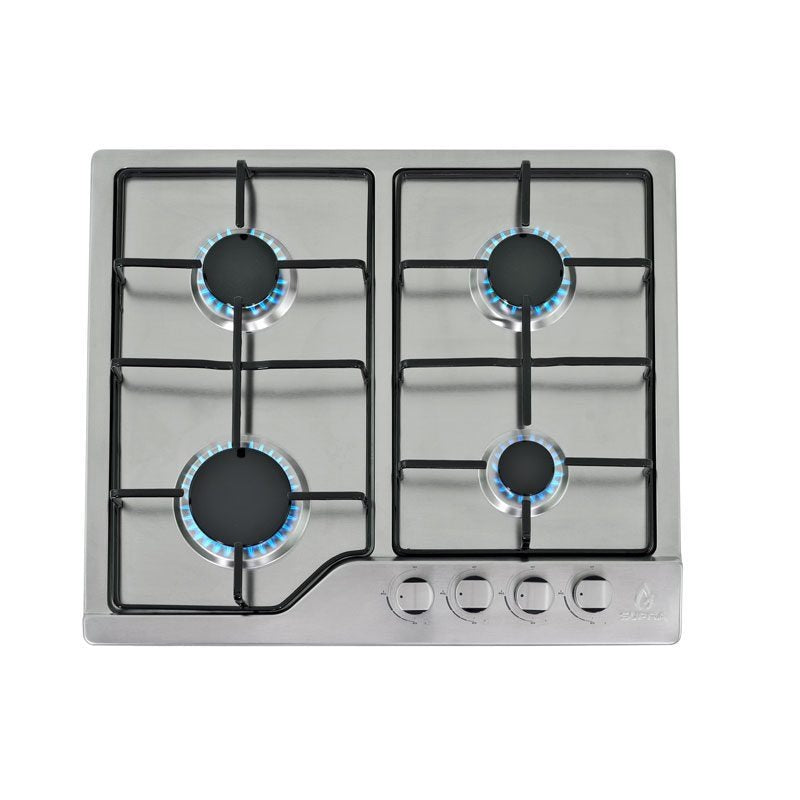 Parrilla de gas SUPRA NOVA STEEL 60 empotrable de 4 quemadores de acero inoxidable