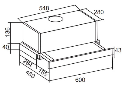 Campana De Pared TECNOLAM SLIDER.AC60 de 60 cm