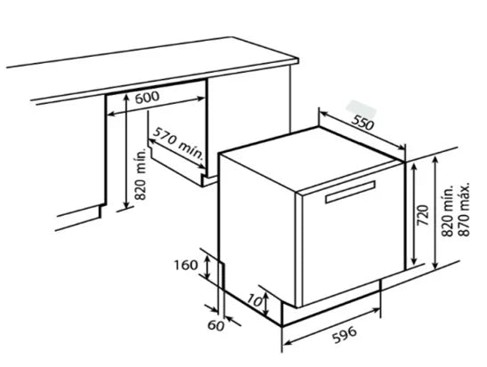 Lavavajillas de empotre TECNOLAM TECDW60.SS 12 Servicios - Cubimas