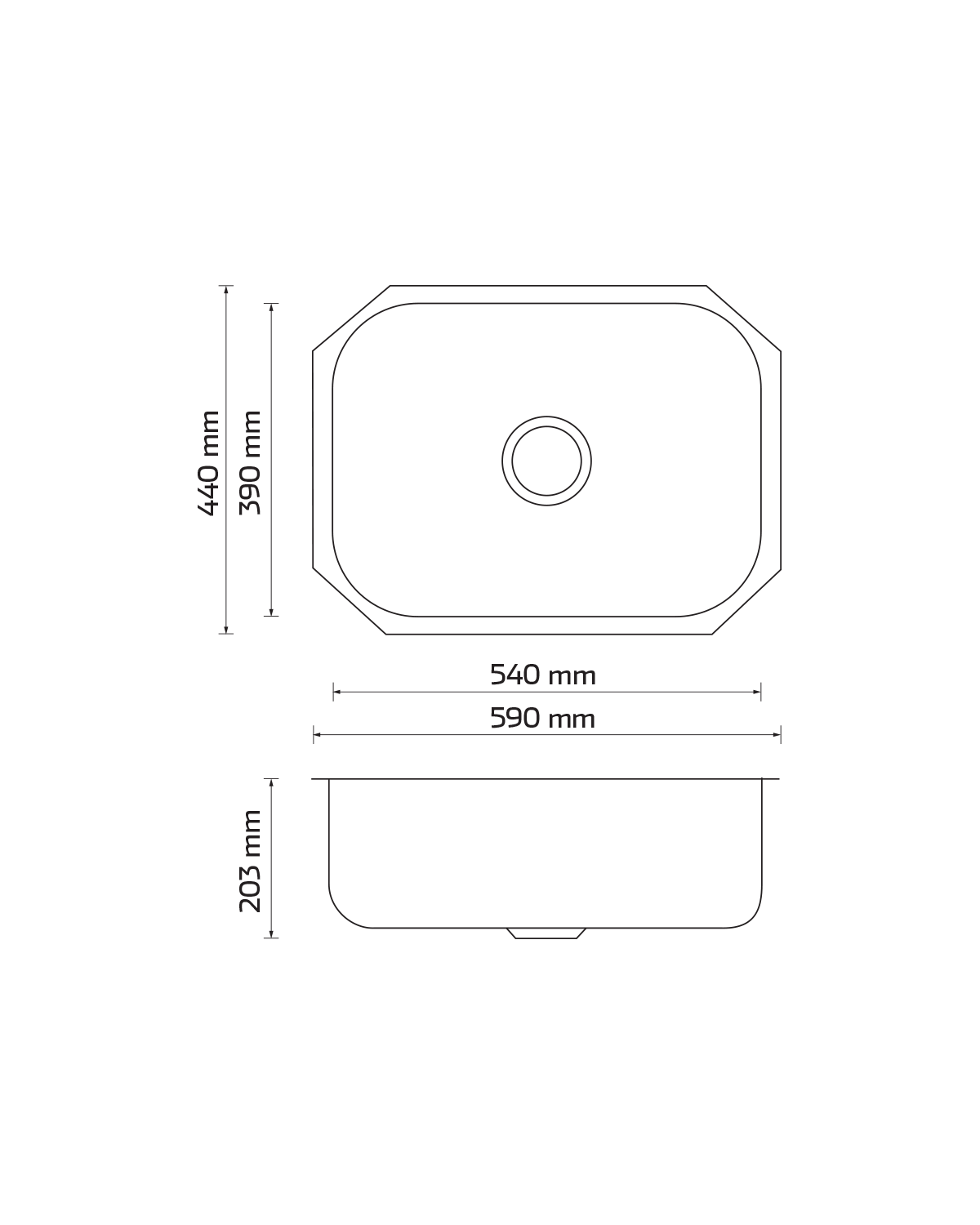Tarja de submontar KELE KUS02318-8 de una tina en acero inox - Cubimas