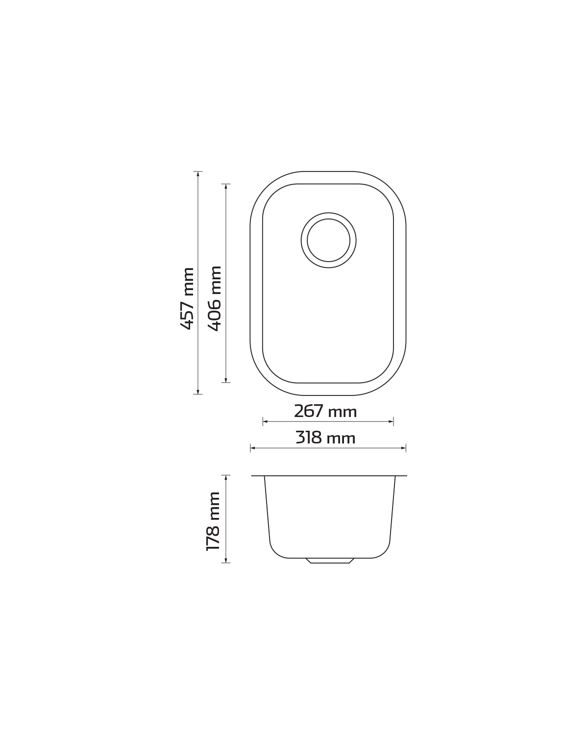 Tarja de submontar KELE KUS1318-7 de una tina en acero Inox - Cubimas