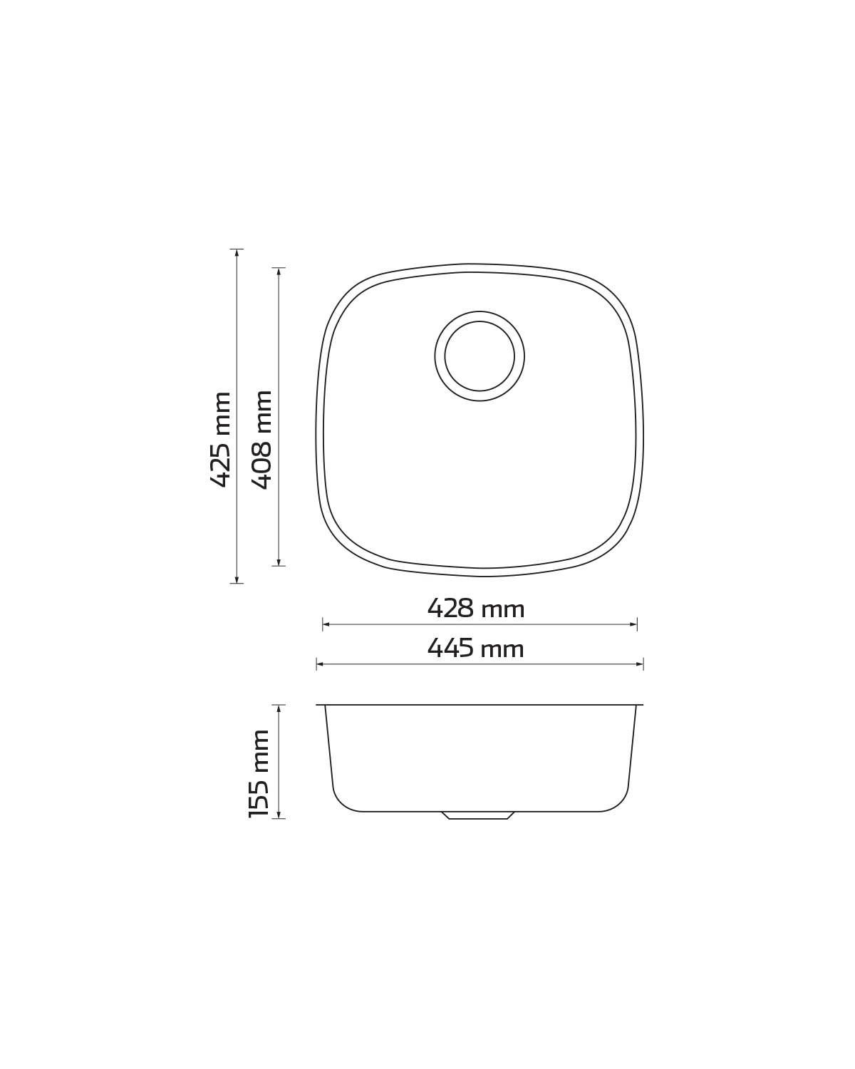 Tarja de submontar KELE KUS1716-6 de una tina en acero inox - Cubimas